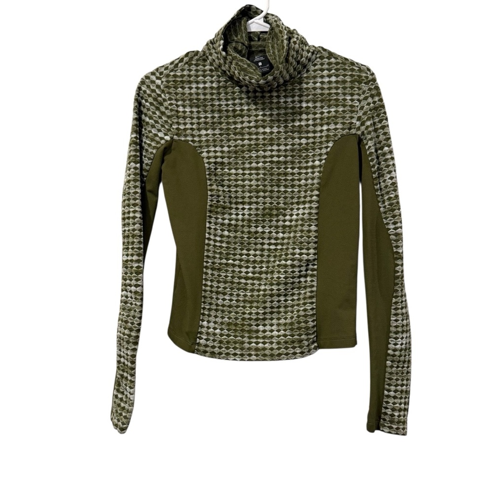 Nike Pro Green Houndstooth Cowl Neck athletic sweater size S “hyper warm”